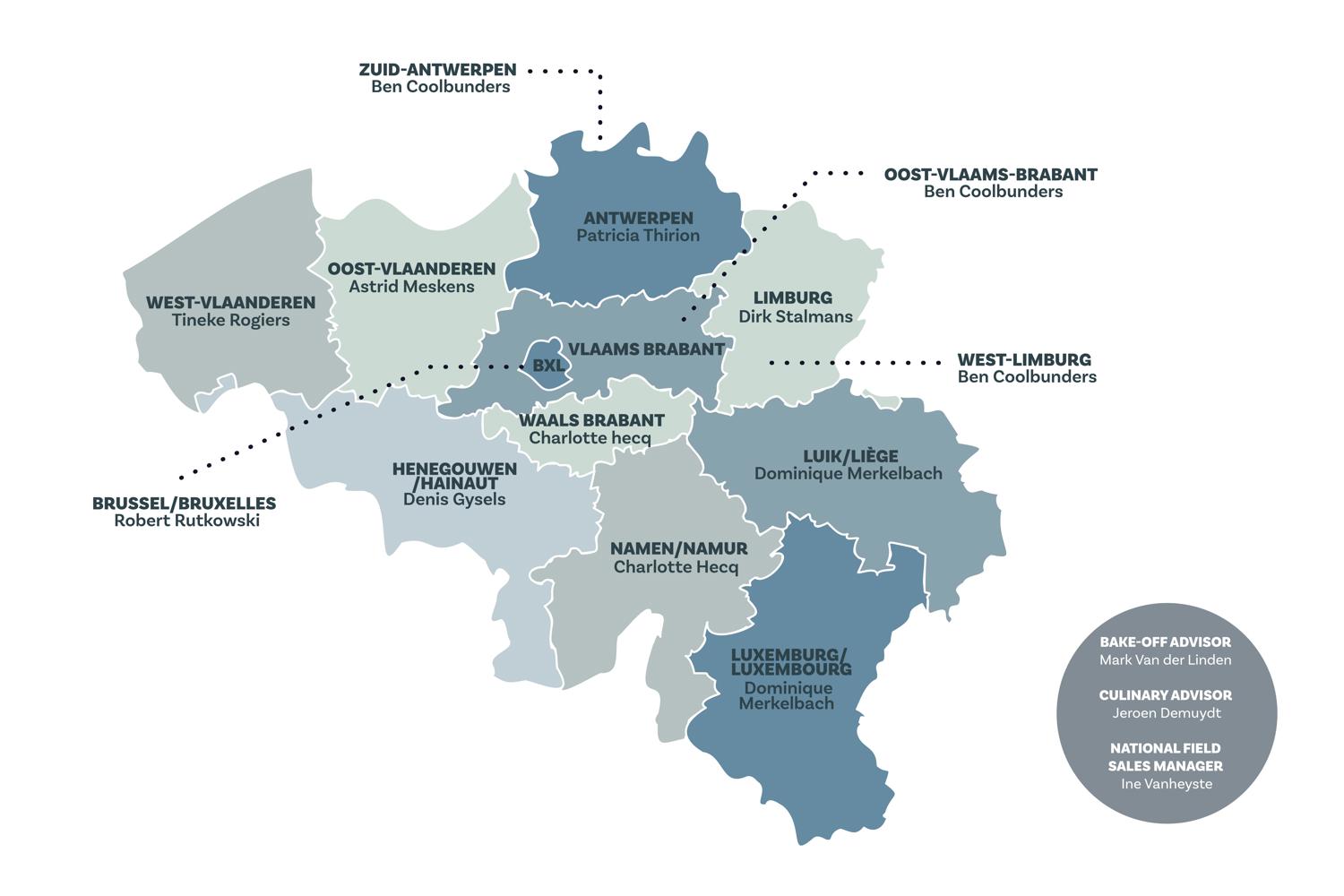 regio's sales Pastridor België